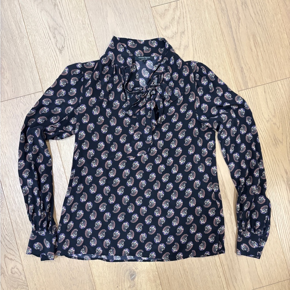 Nanette Lepore Navy Paisley Blouse